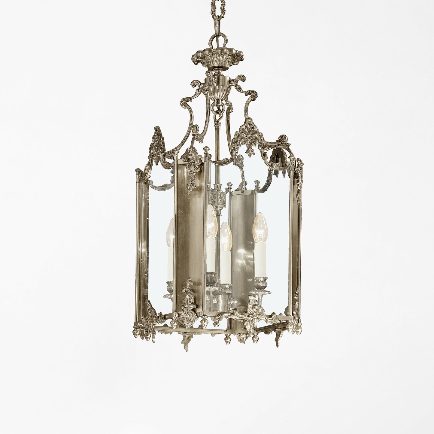 Italian silver lantern with glass.