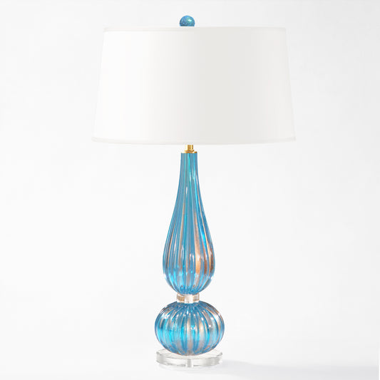 Aqua and gold Murano glass table lamp.