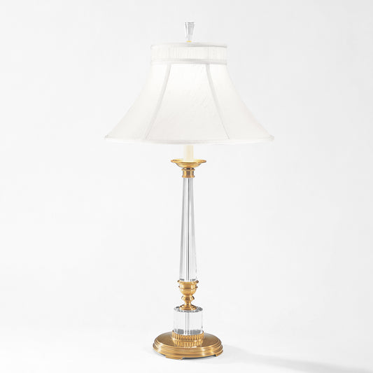 Brass and crystal table lamp.