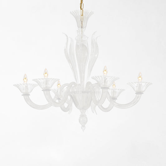 Clear Murano glass chandelier.