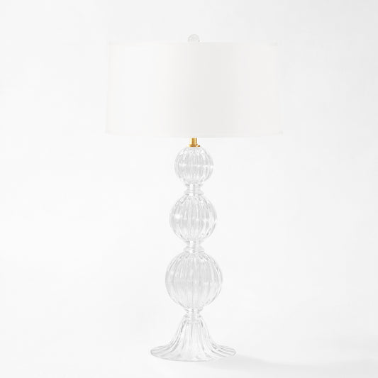 Clear Murano glass table lamp.