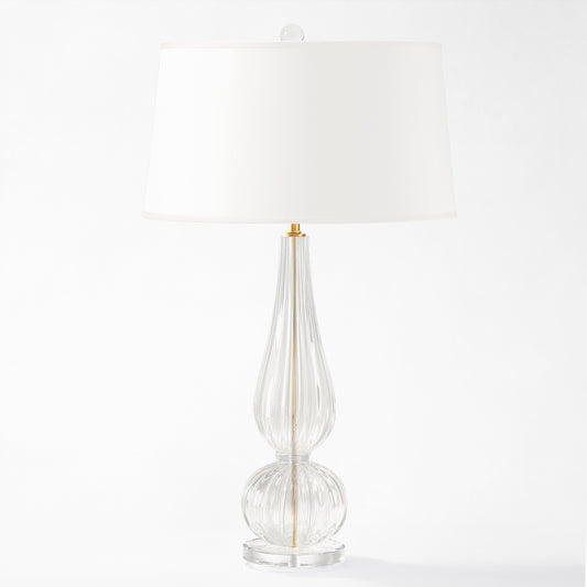 Clear Murano glass table lamp.