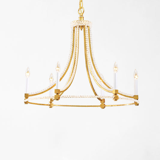 Gold and crystal chandelier.