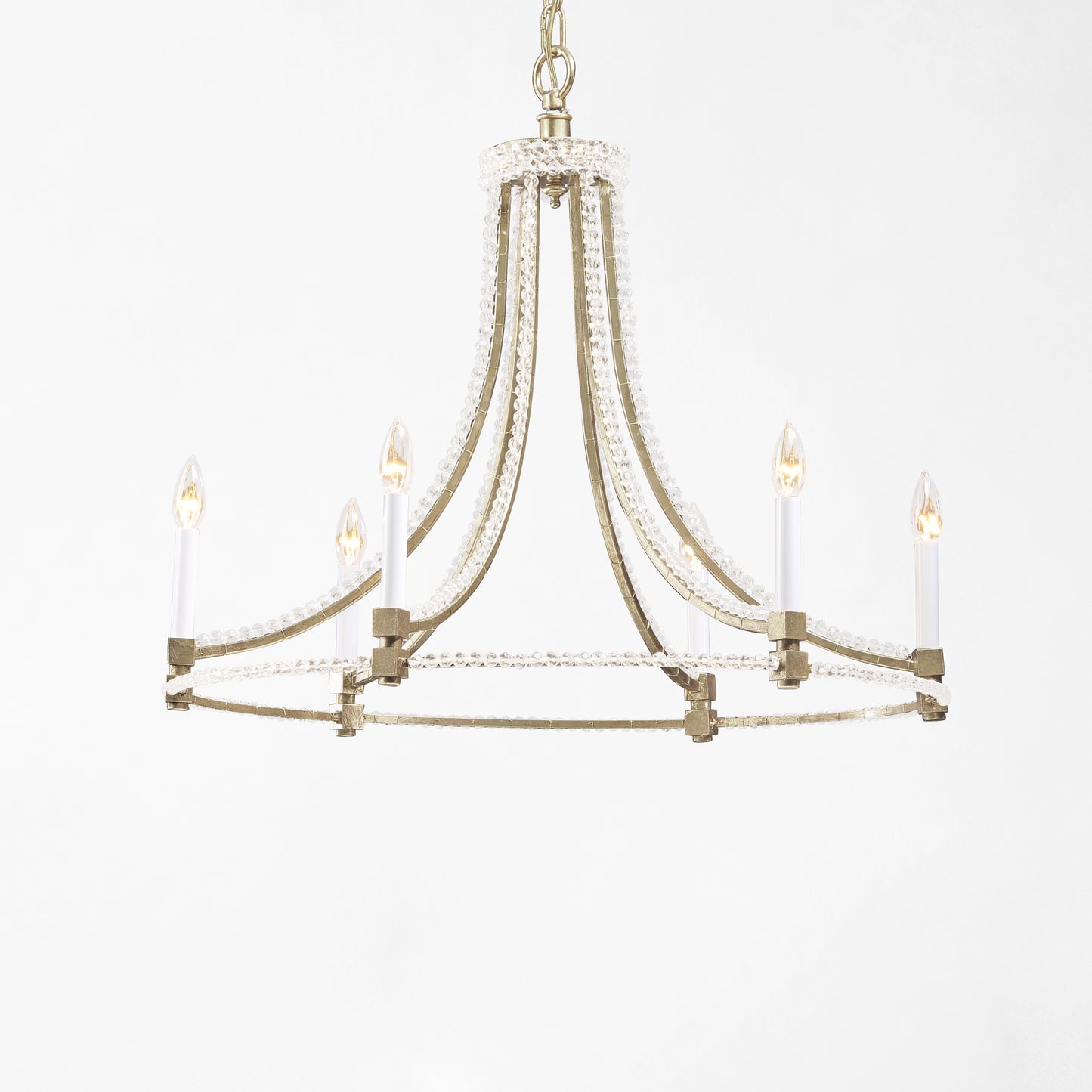 Silver crystal chandelier.
