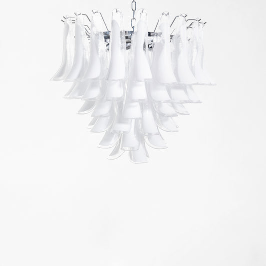 White and clear Murano glass chandelier.