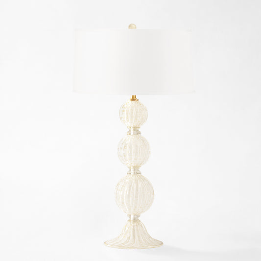 White and gold Murano glass table lamp.