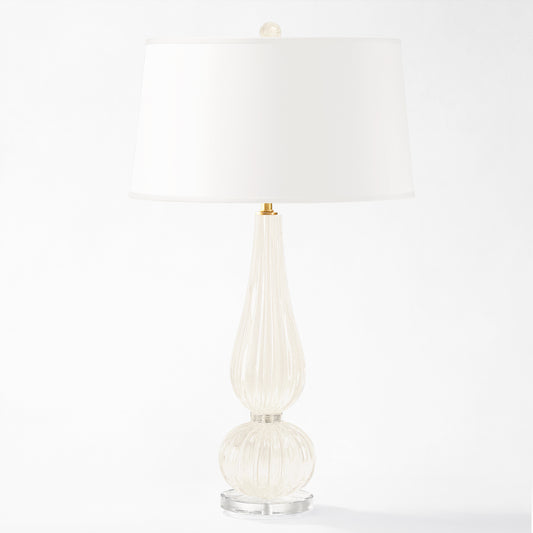 White Murano glass table lamp.