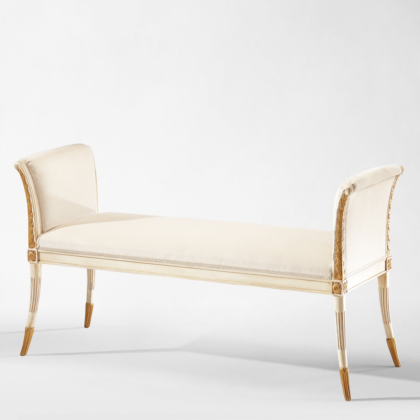 White and gold Italian bench.