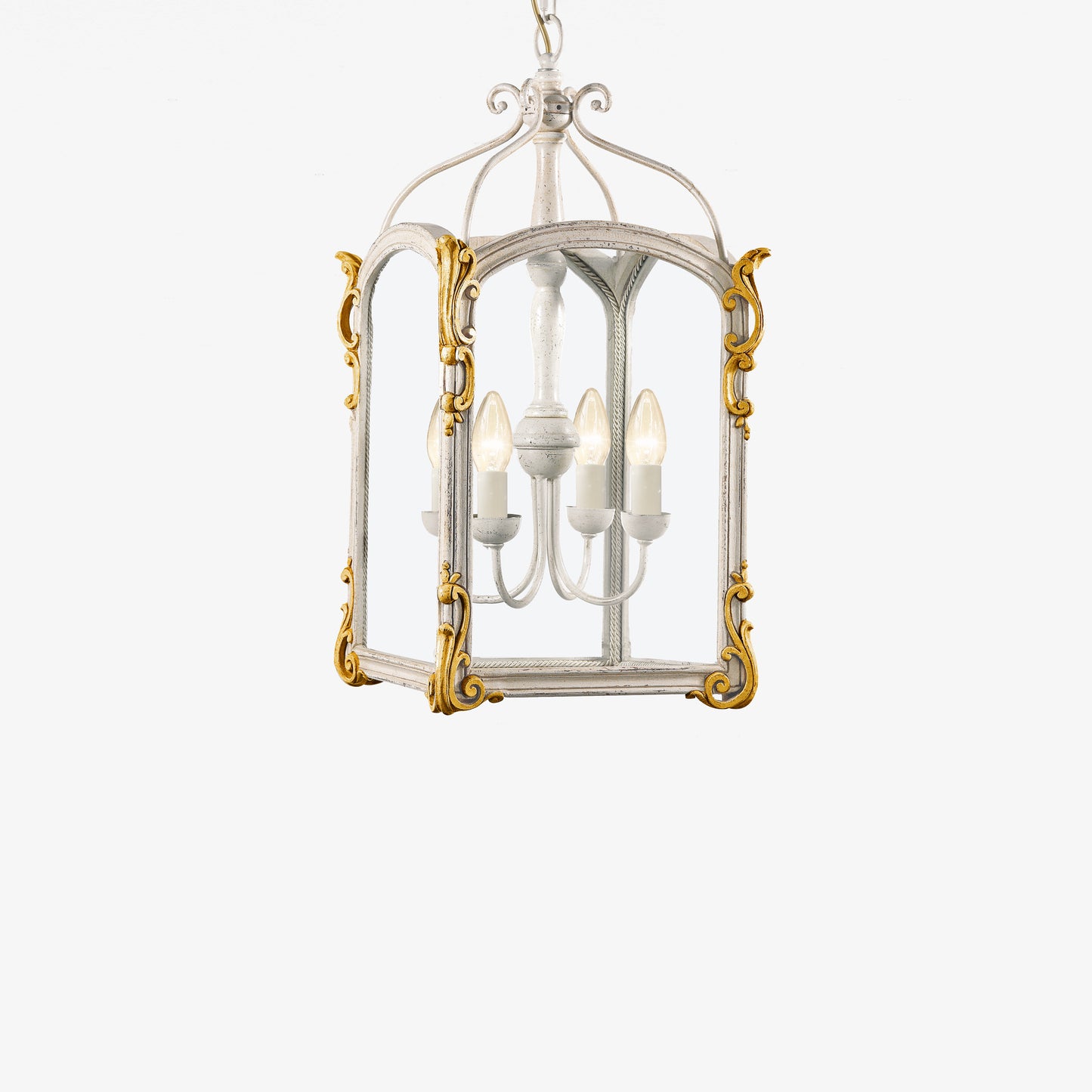 Antique white & gold lantern.