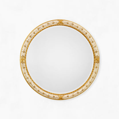 Round white and gold Italian mirror.