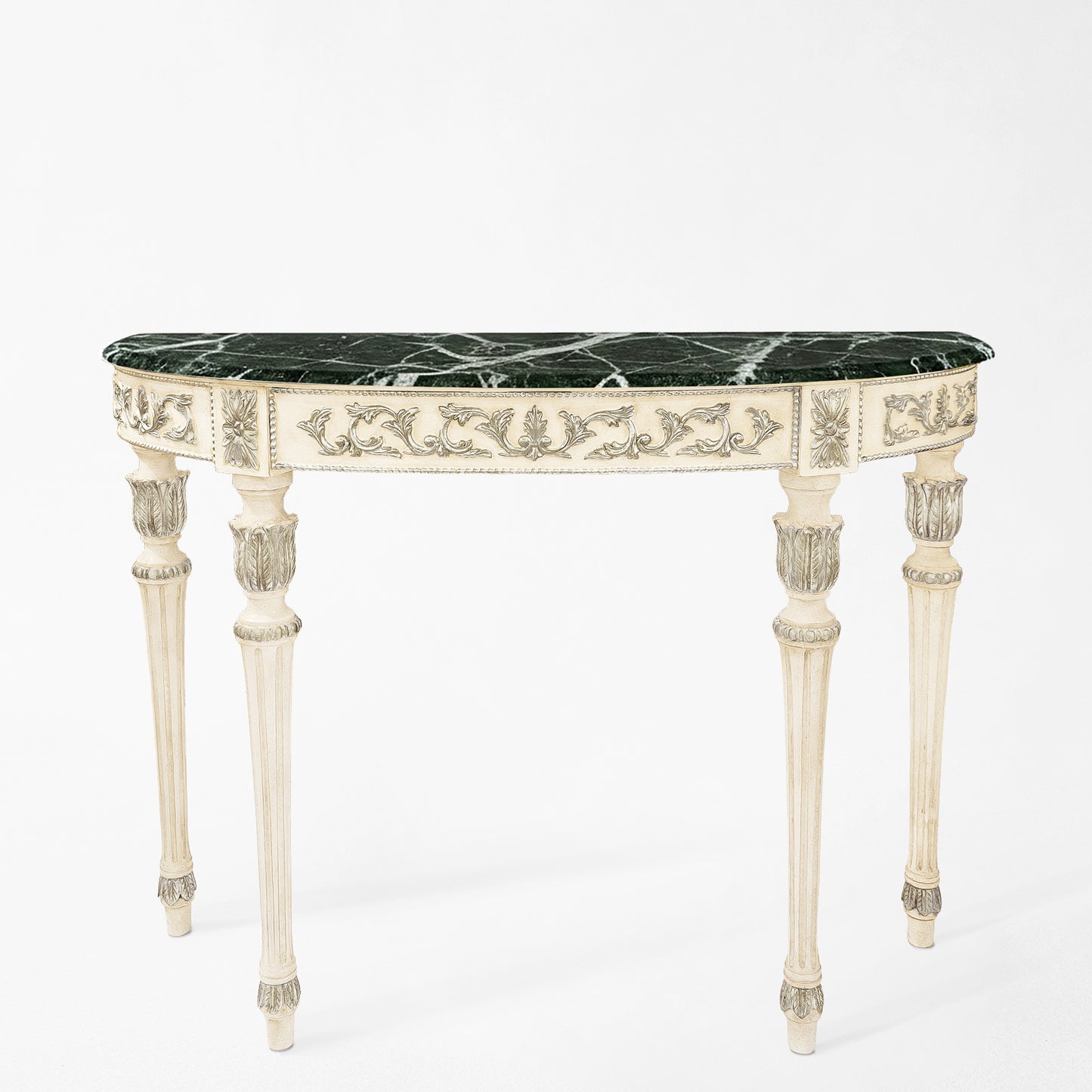 A green and white italian console table.