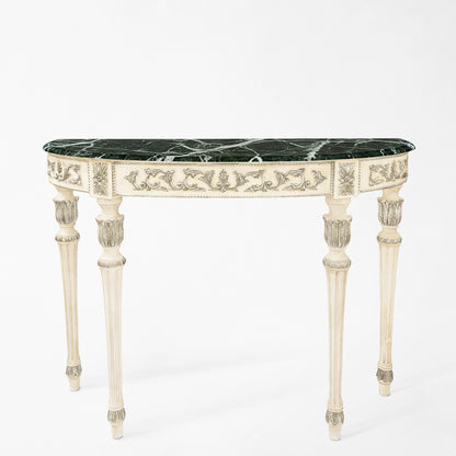 A green and white italian console table.