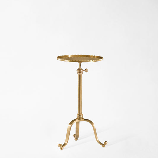 Antique brass accent table.