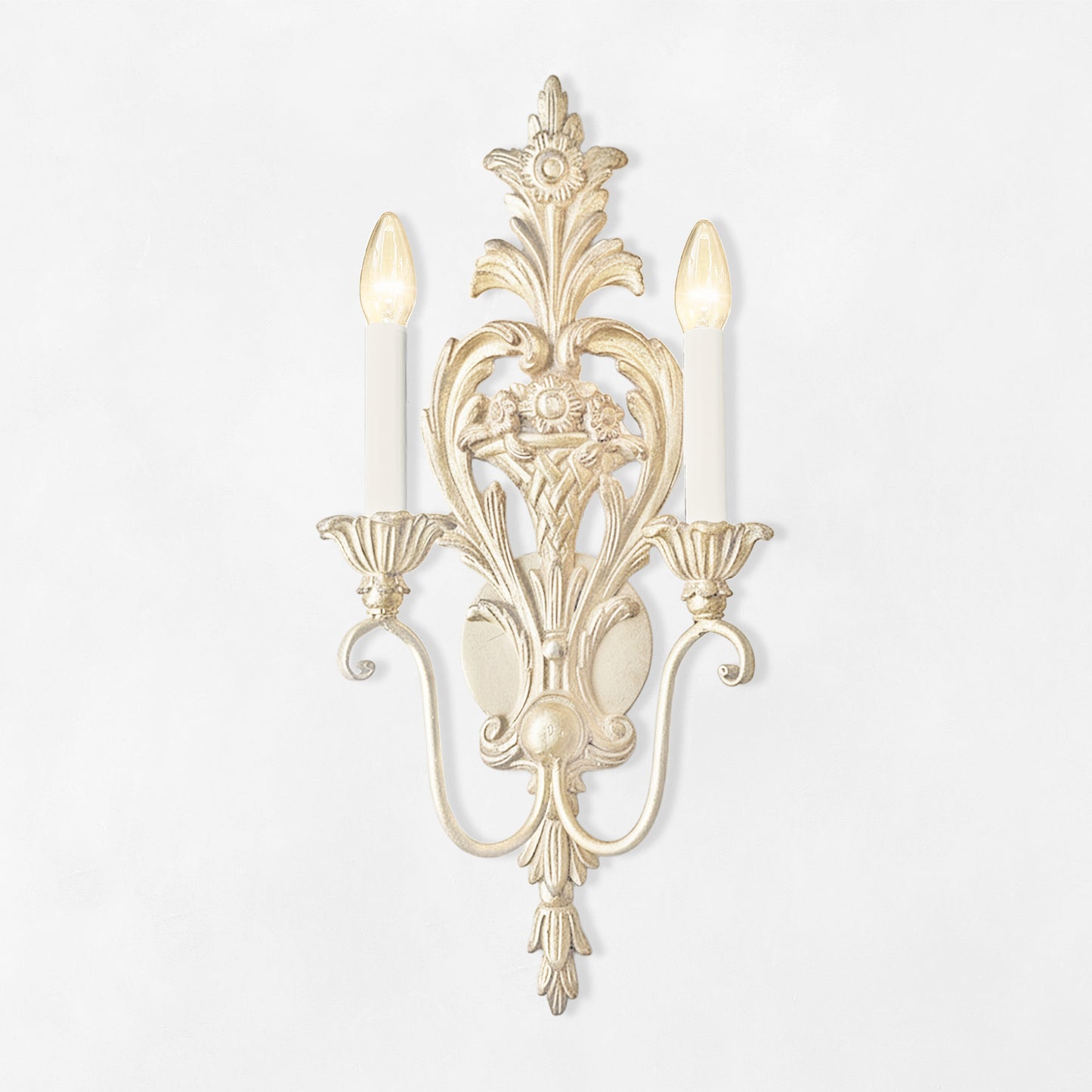 Traditional white wood sconce.