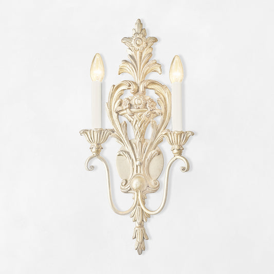 Traditional white wood sconce.