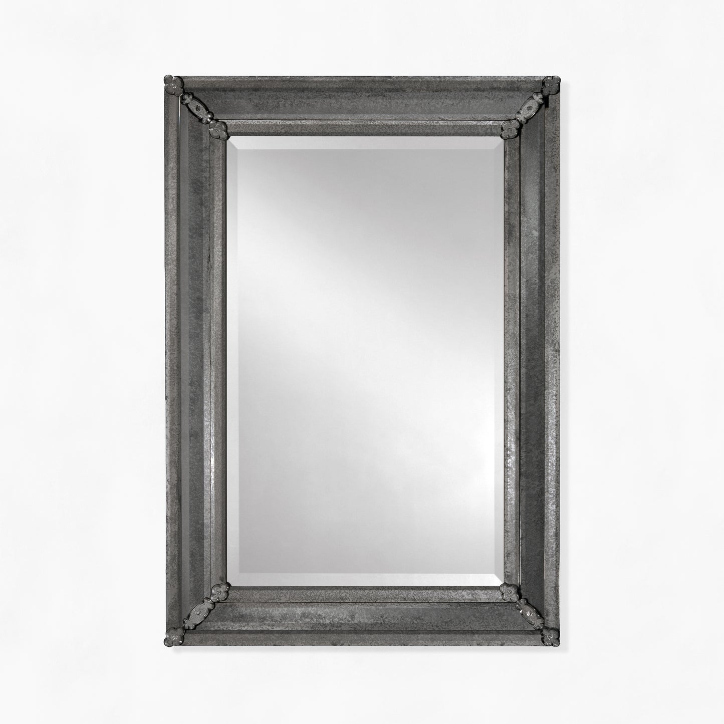 Antique black Venetian glass mirror.