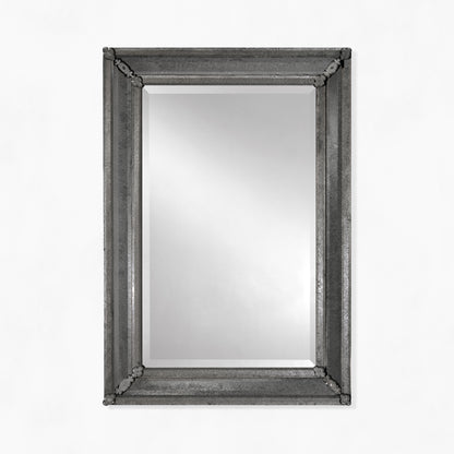 Antique black Venetian glass mirror.