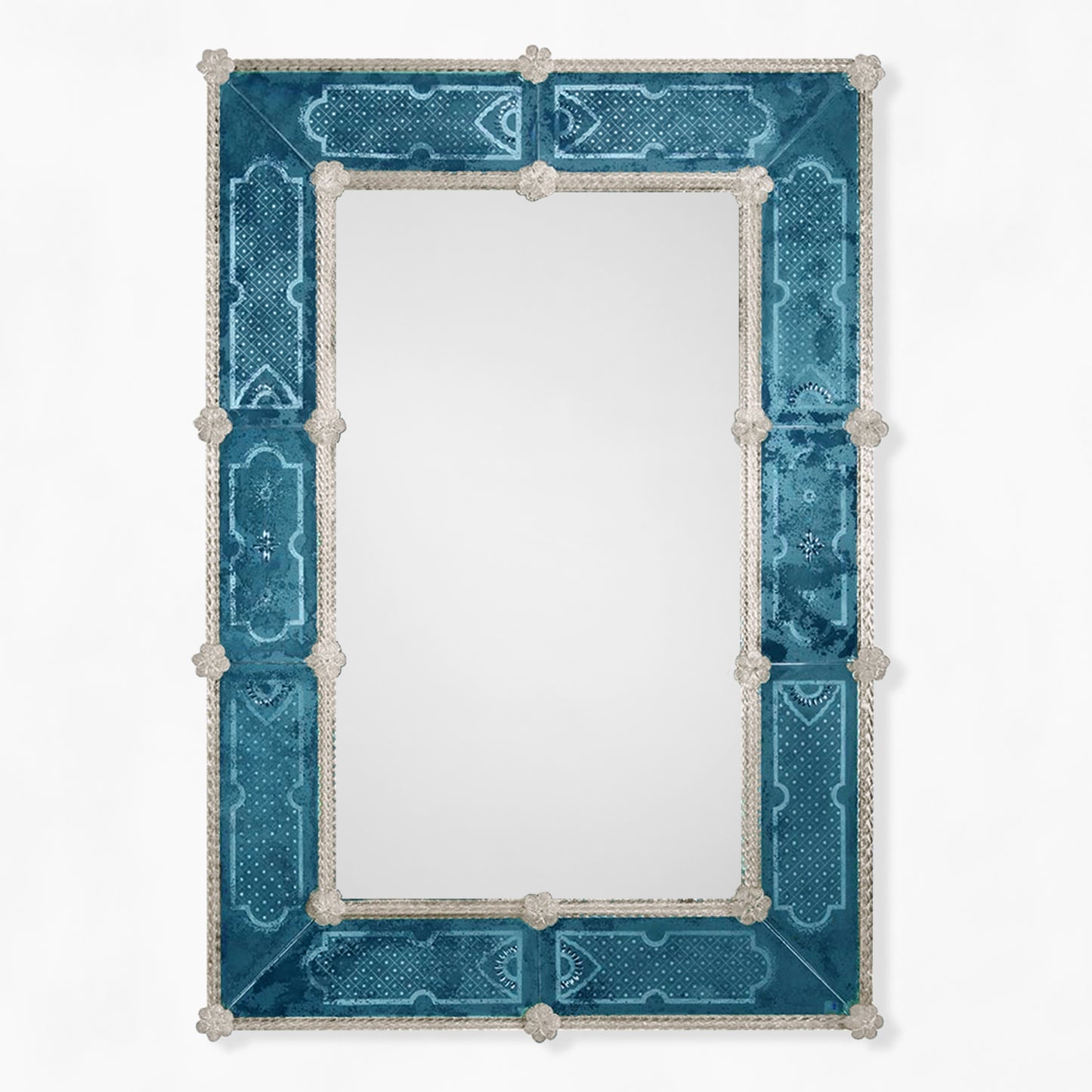 Antique blue Venetian glass mirror.