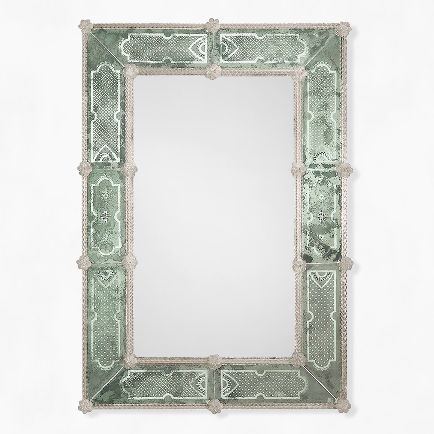 Antique green Murano glass mirror.