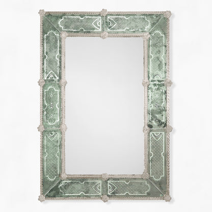 Antique green Murano glass mirror.