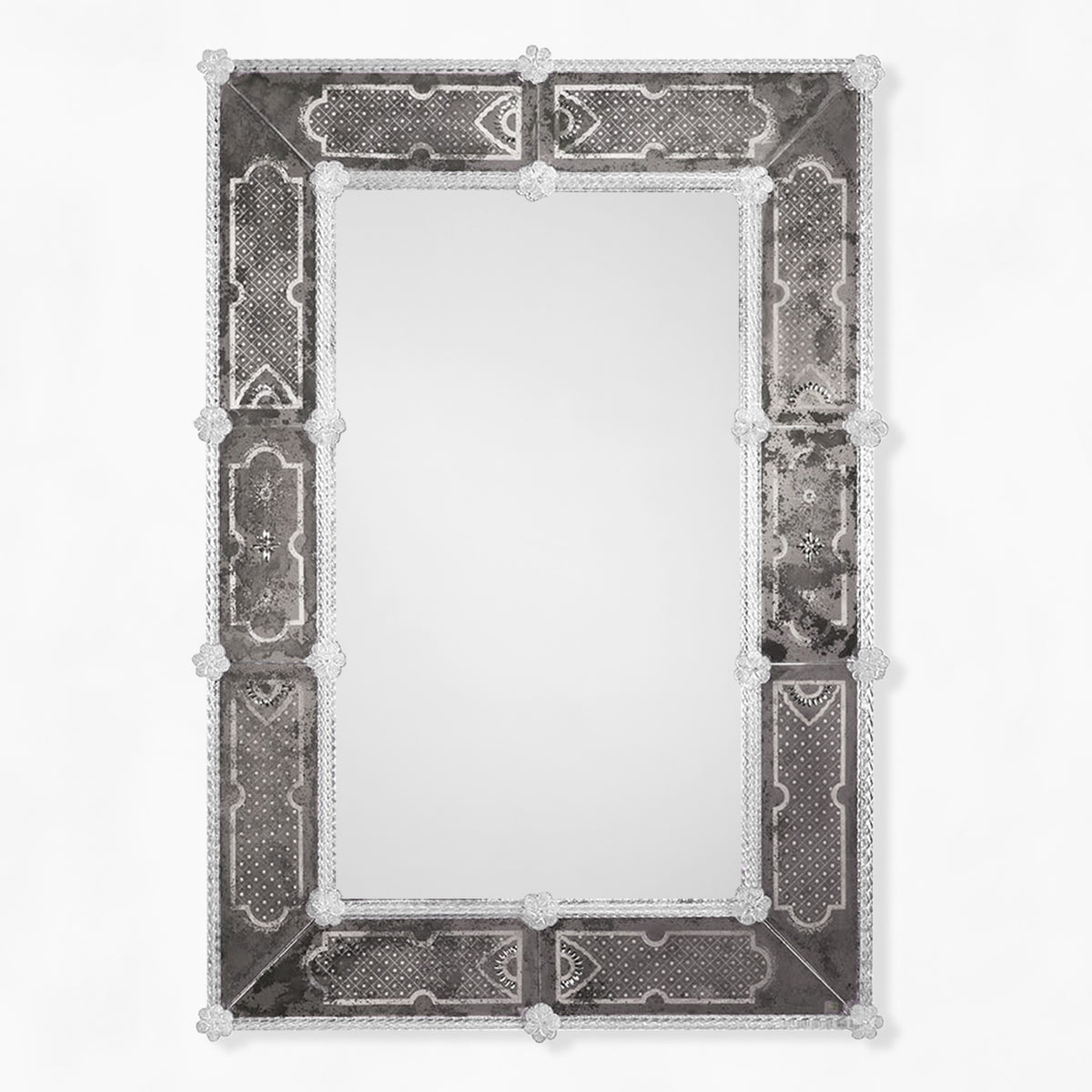 Black antique Venetian glass mirror.