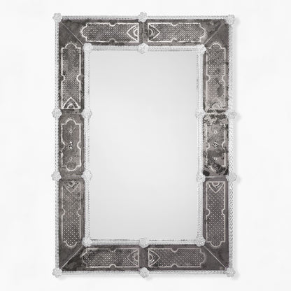 Black antique Venetian glass mirror.