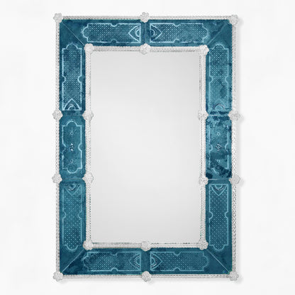 Antique blue Venetian glass mirror.