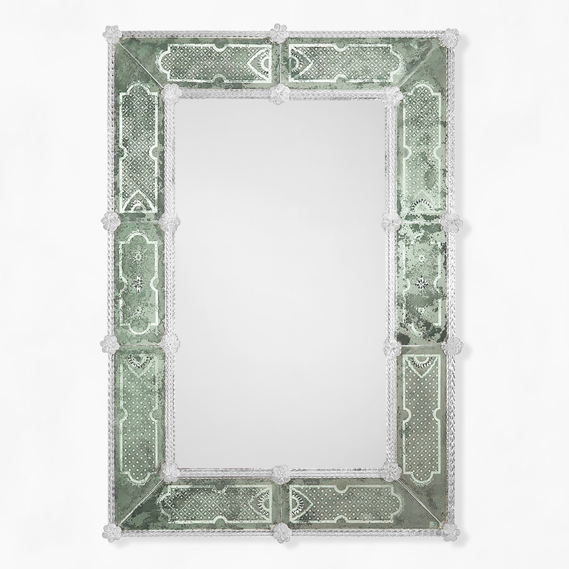 Antique green Murano glass mirror.