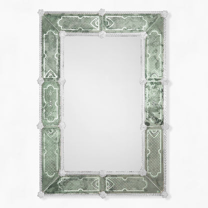 Antique green Murano glass mirror.