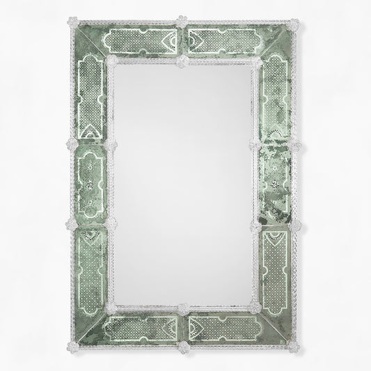 Antique green Murano glass mirror.