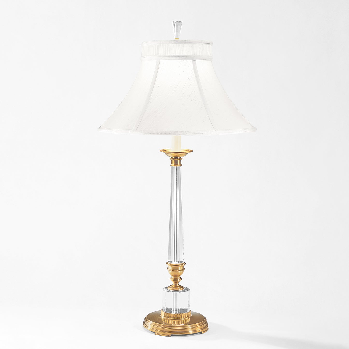 Antique brass and crystal table lamp.