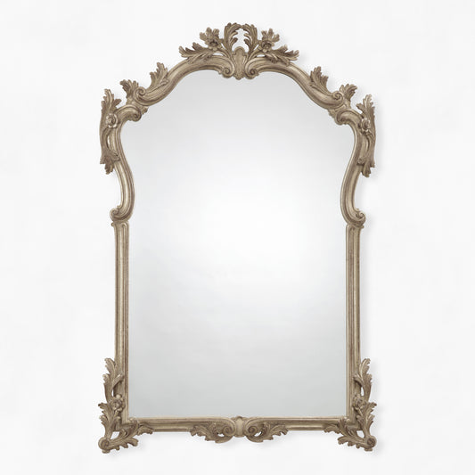 Ornate silver Italian mirror.