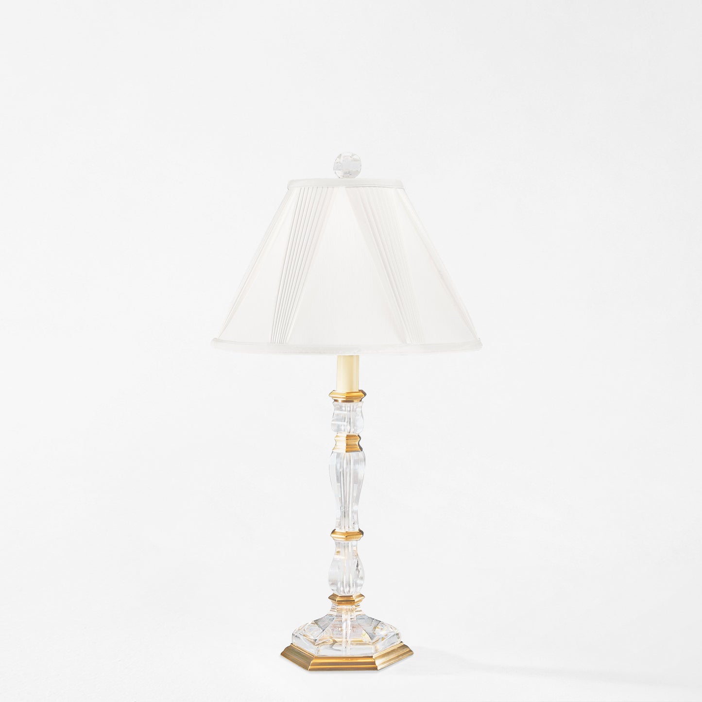 Antique brass and crystal table lamp.
