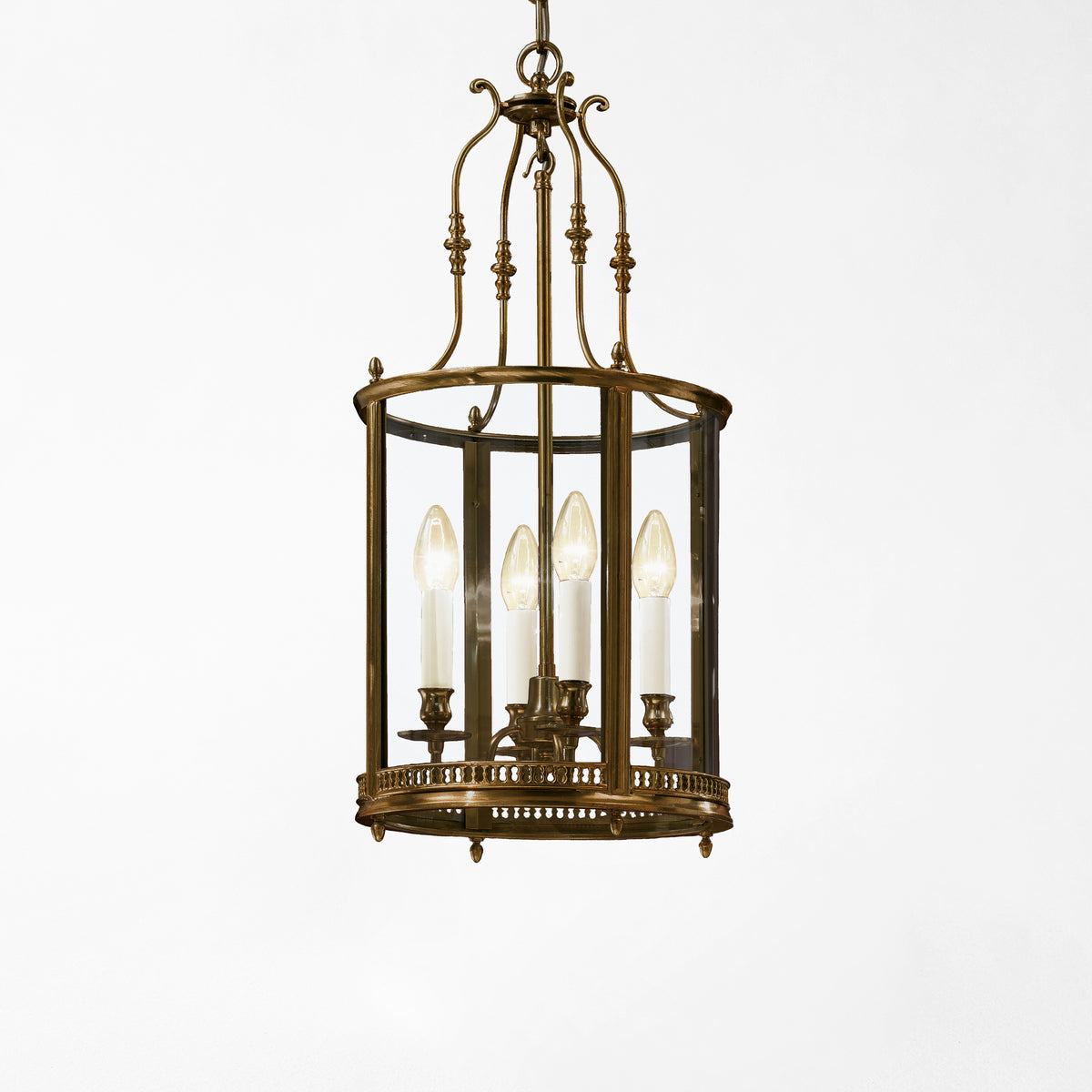 Italian bronze lantern with glass.