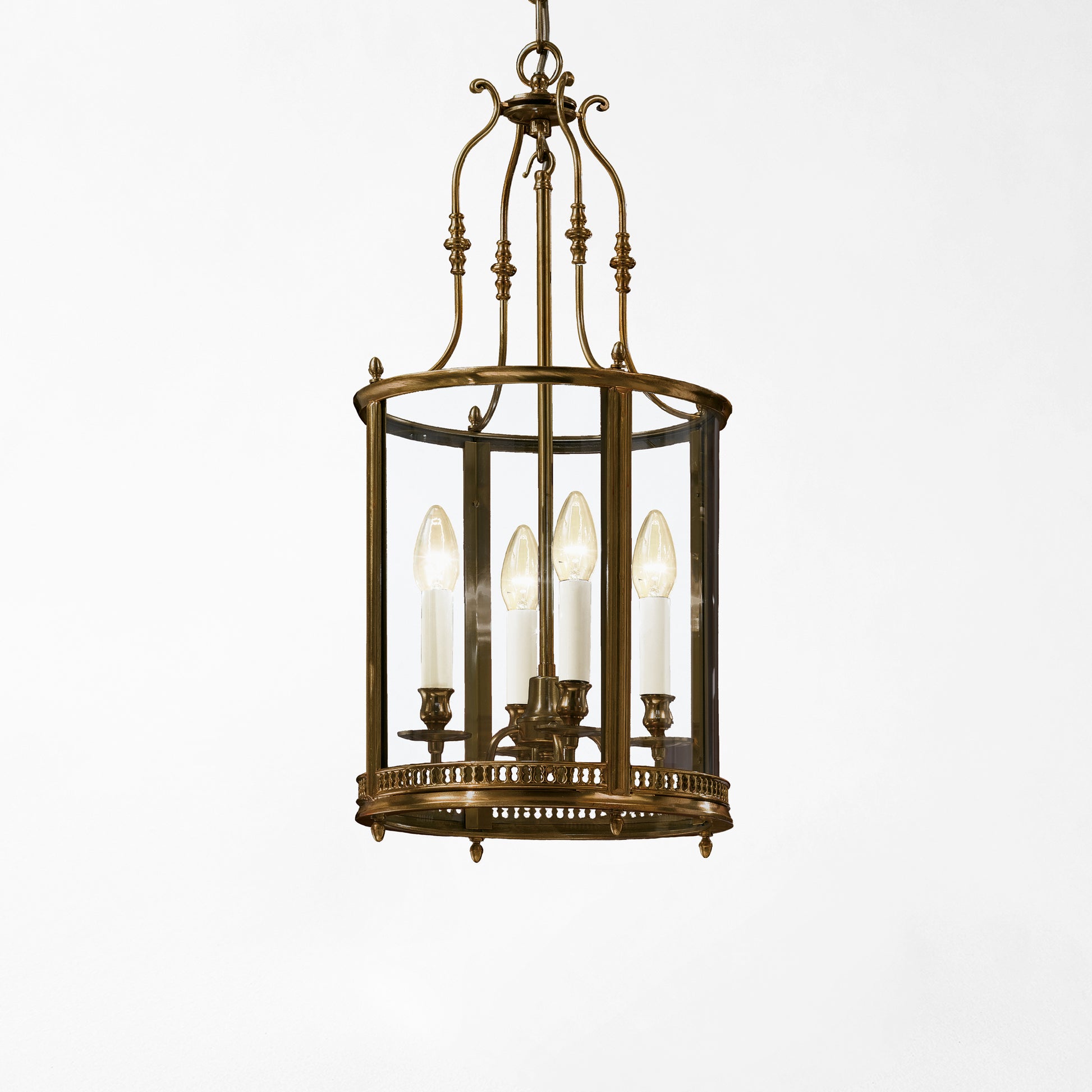 Italian bronze lantern with glass.