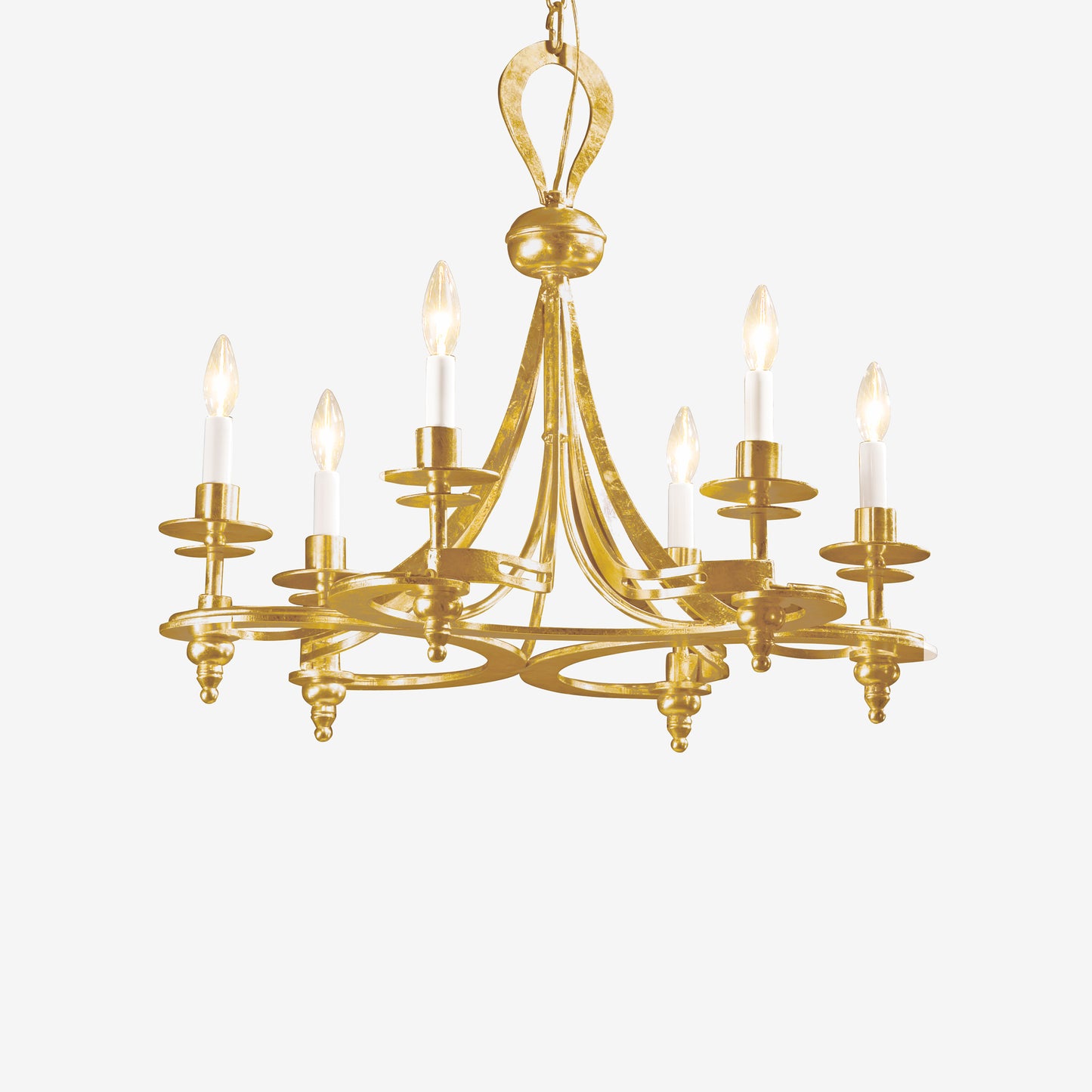 Italian chandelier with antique gold leaf finish.