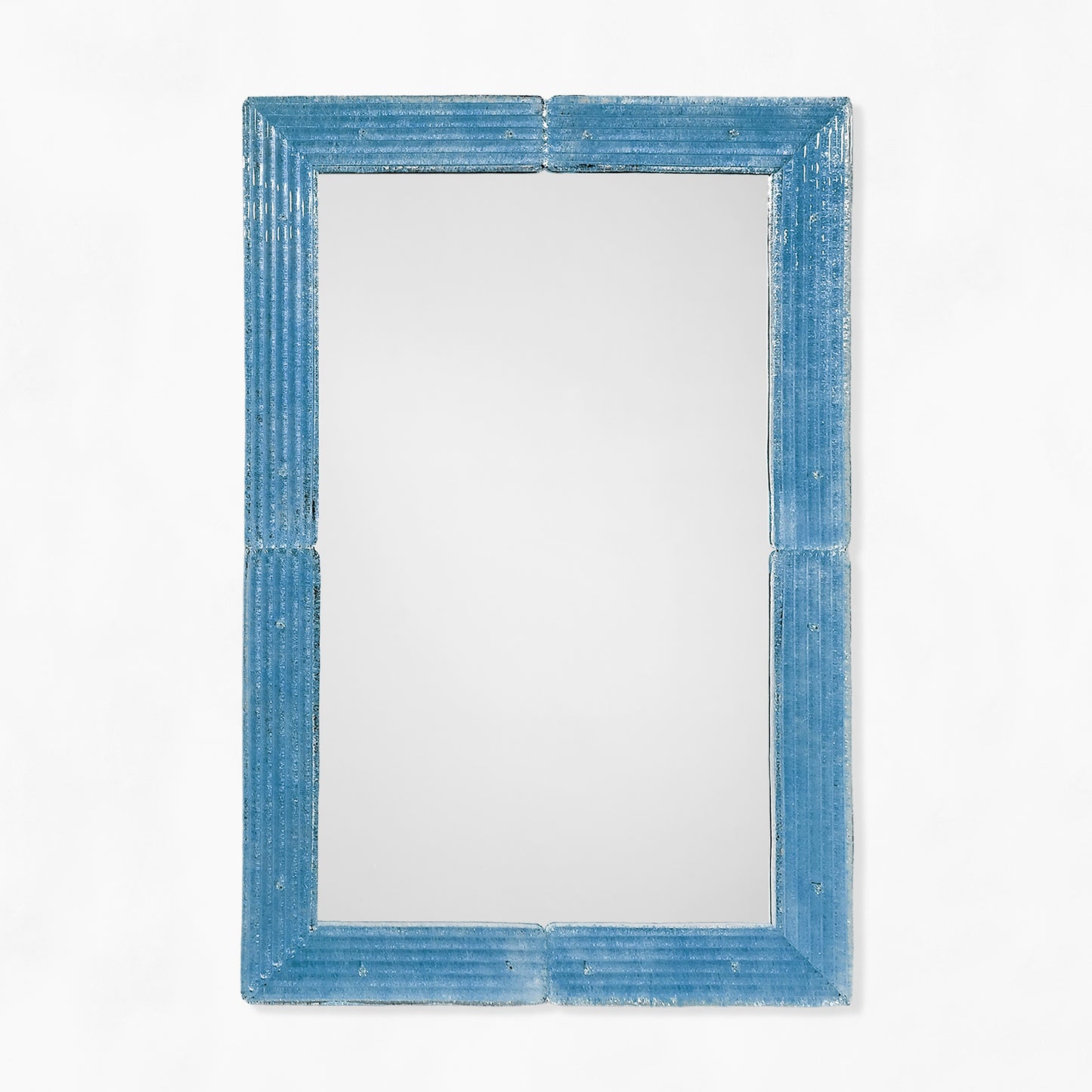 Blue Venetian glass mirror.