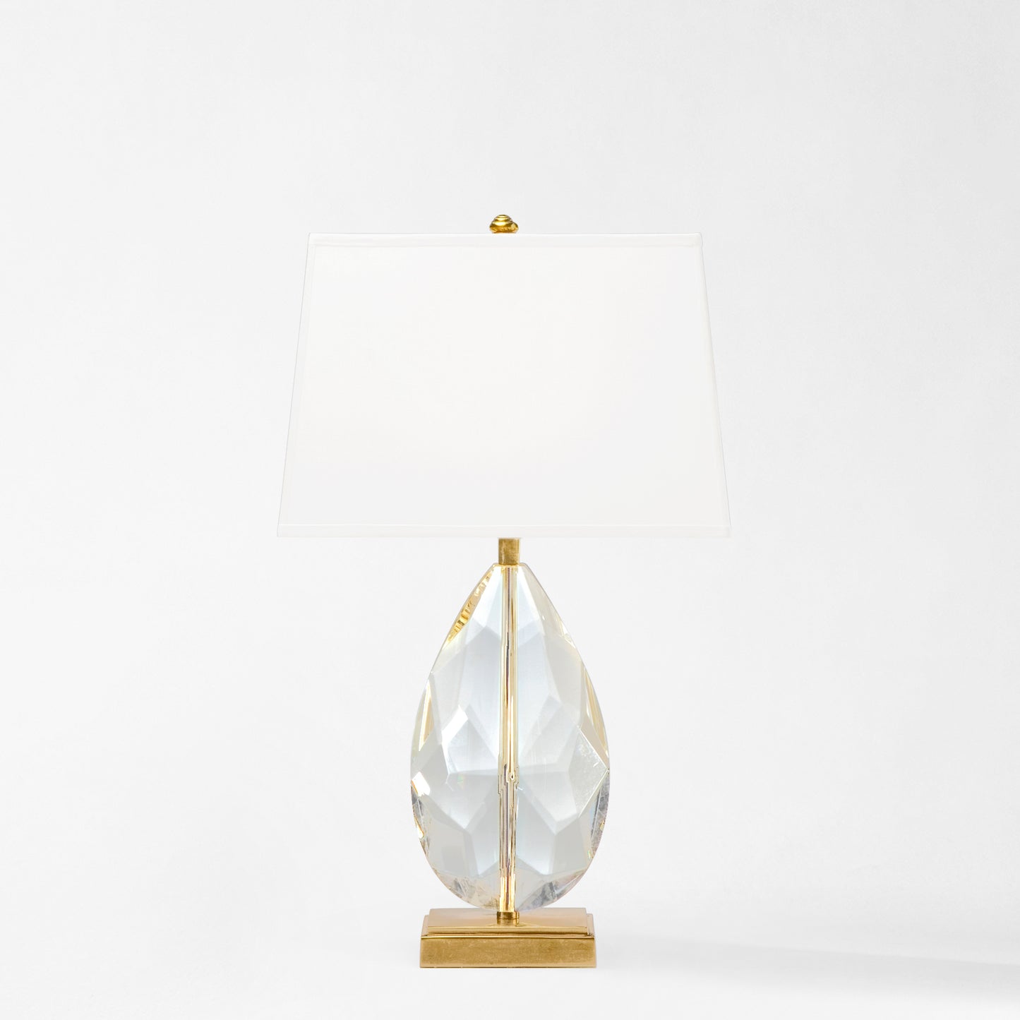 Antique brass and crystal table lamp.
