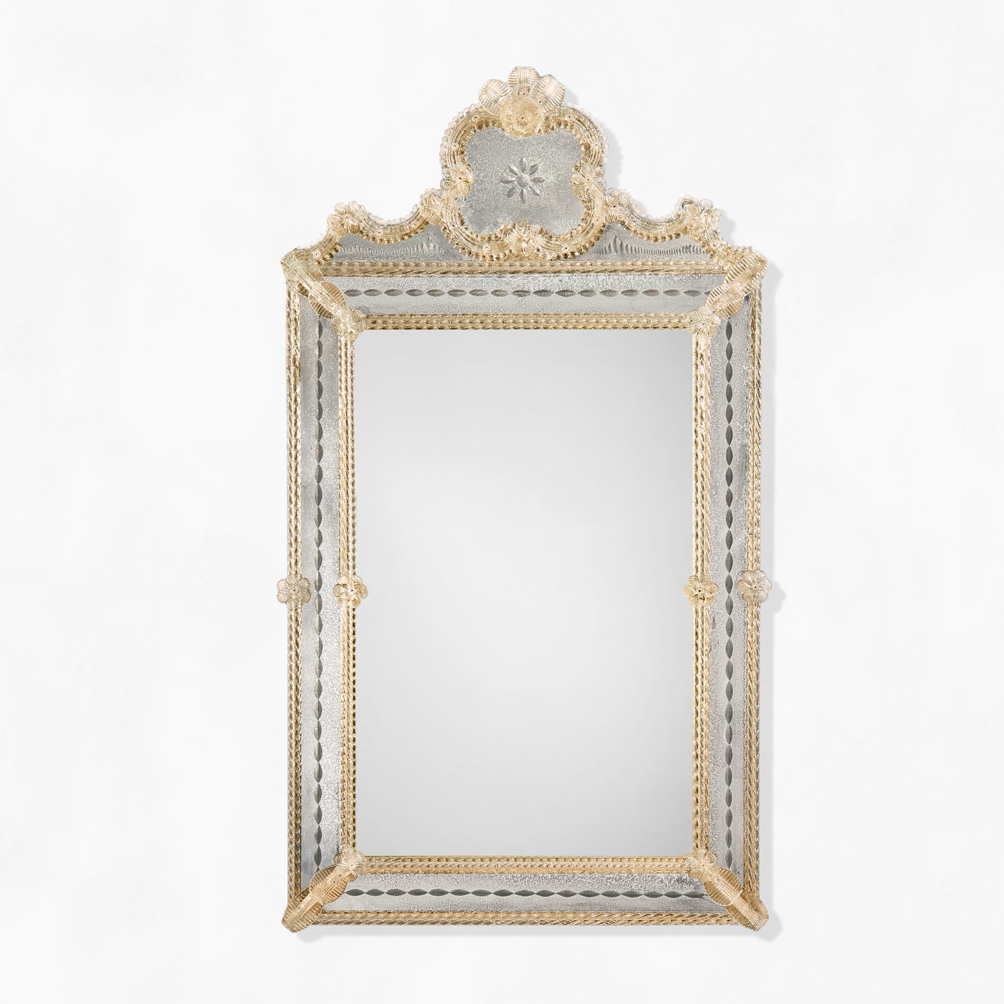 Antique gold Venetian glass mirror.