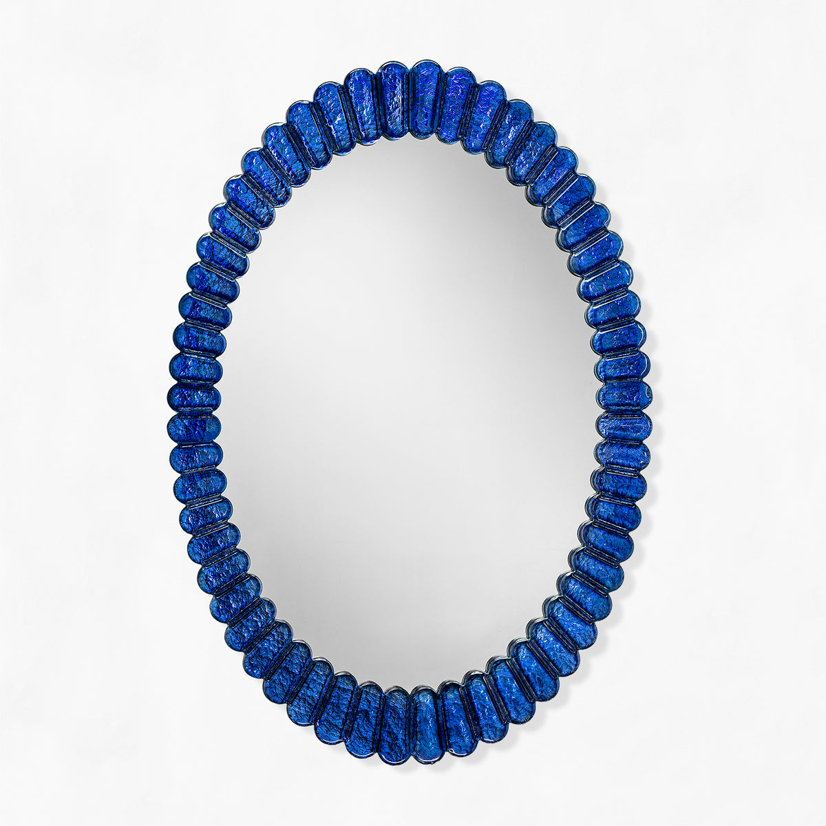 Oval blue Venetian glass mirror.