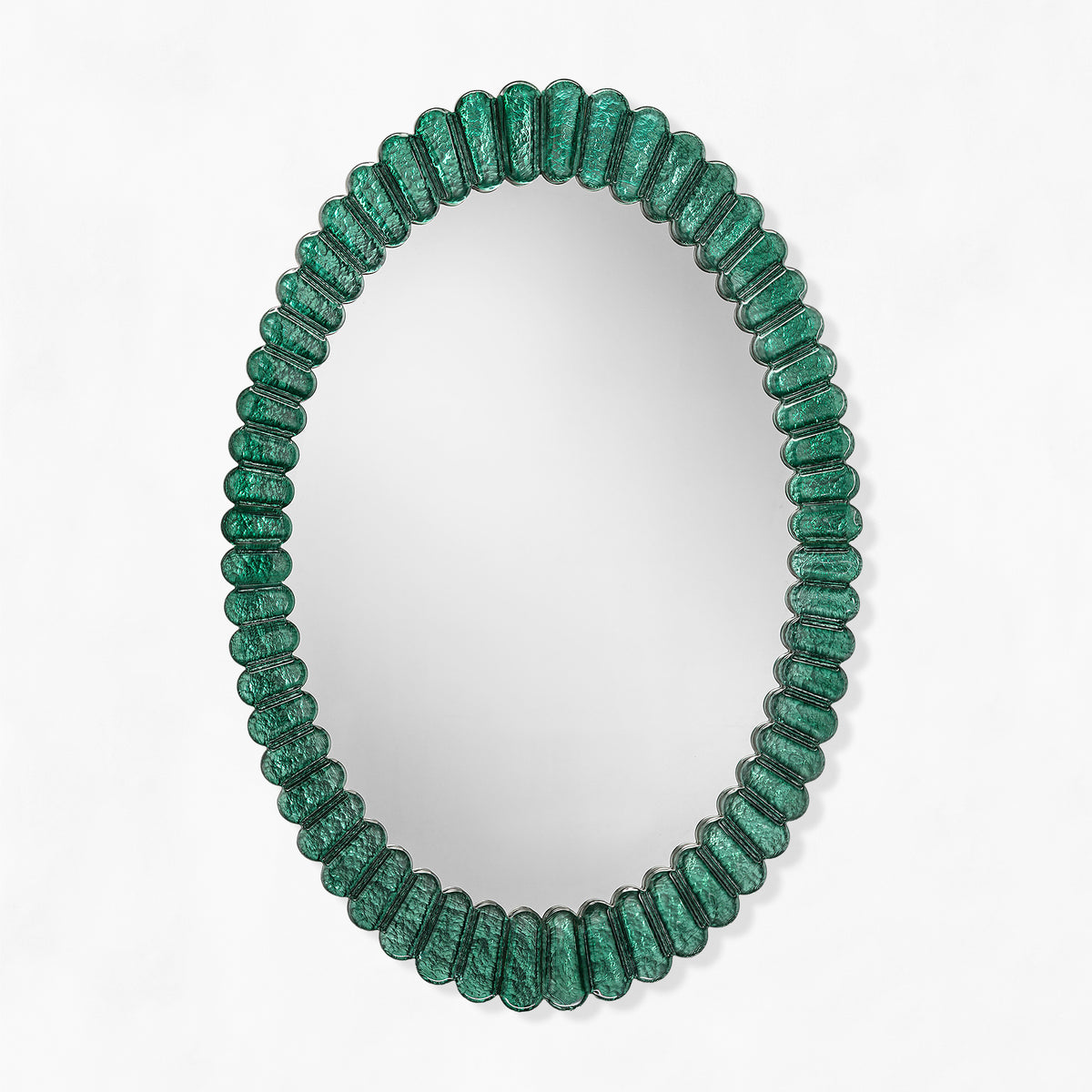Oval green Venetian glass mirror.