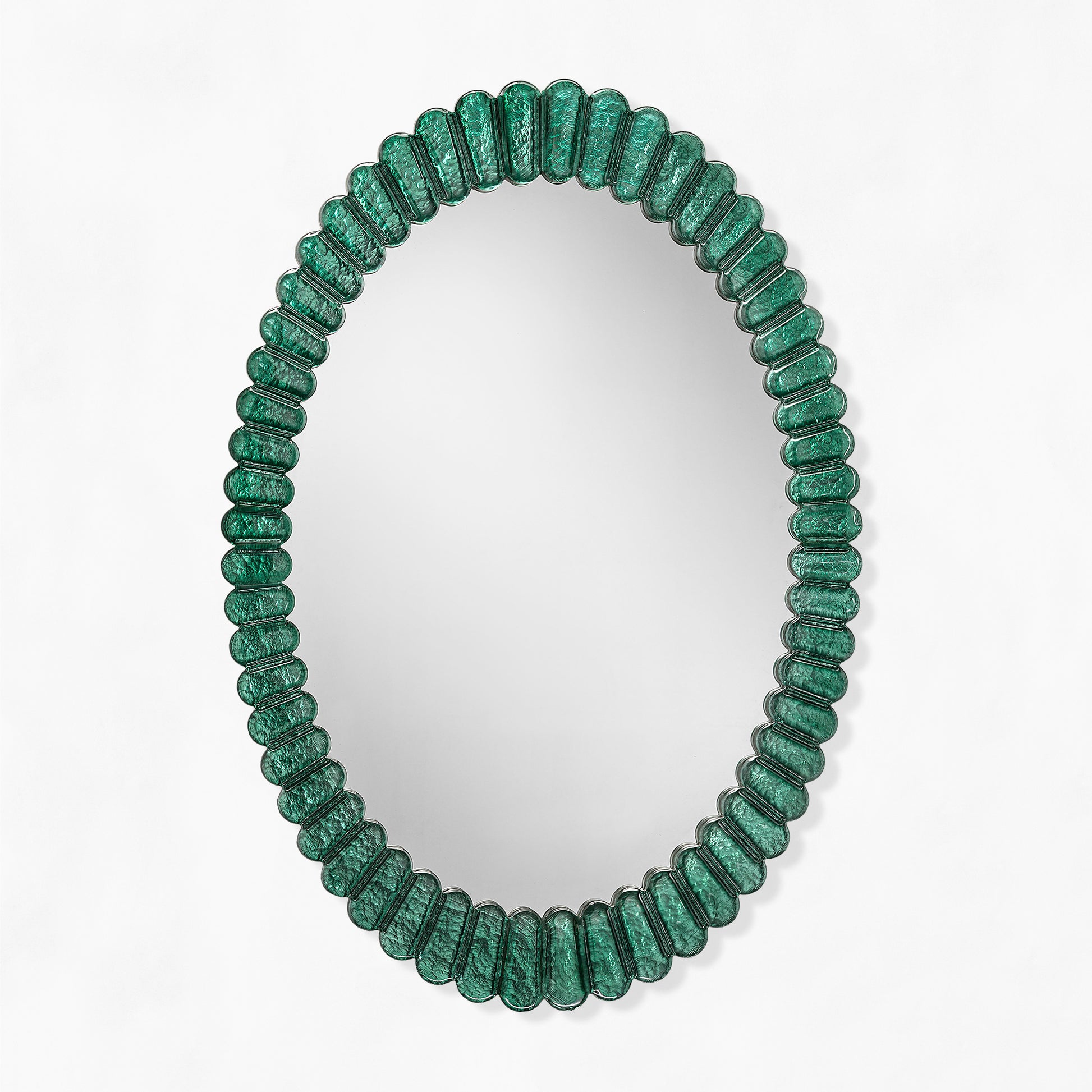 Oval green Venetian glass mirror.