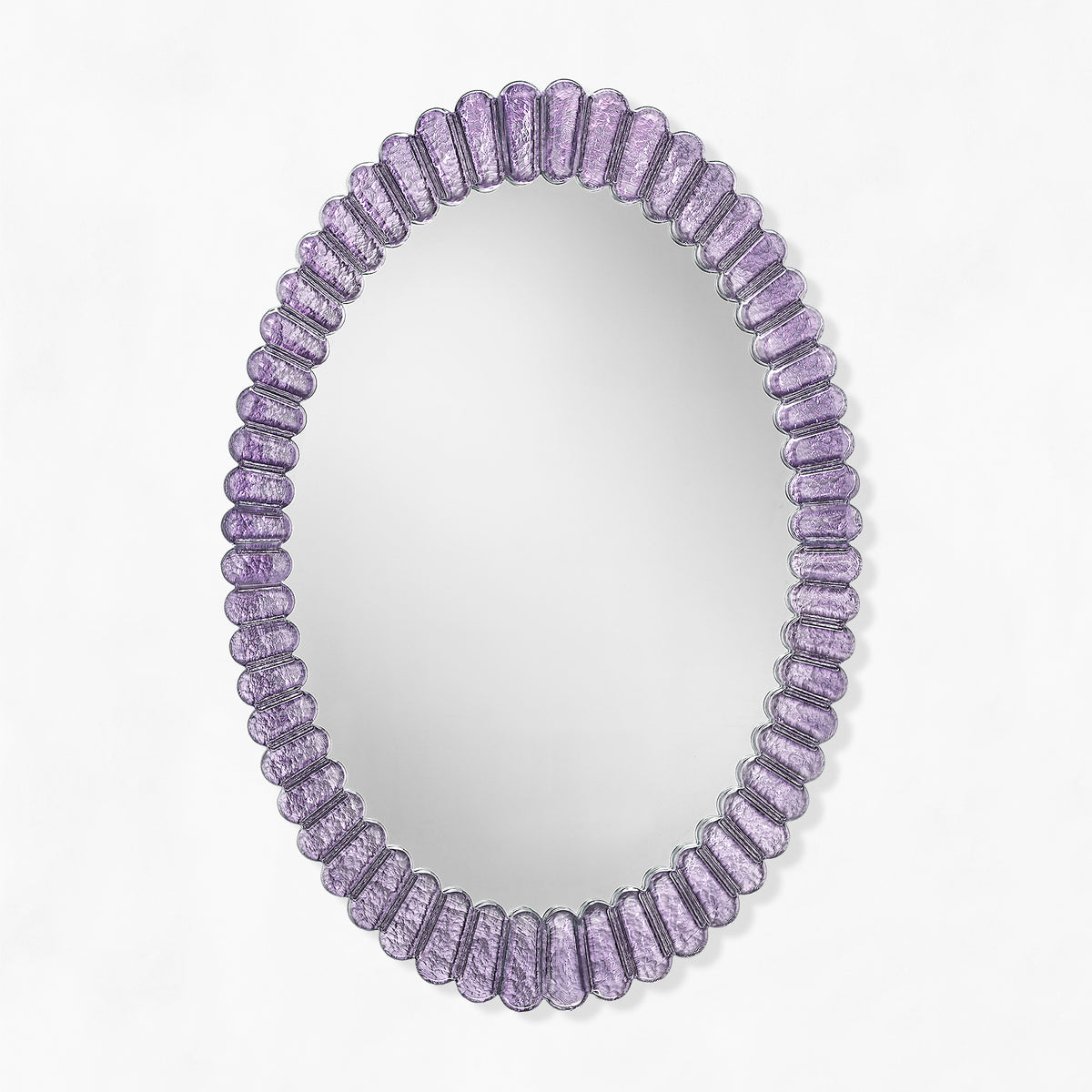 Oval purple Venetian glass mirror.