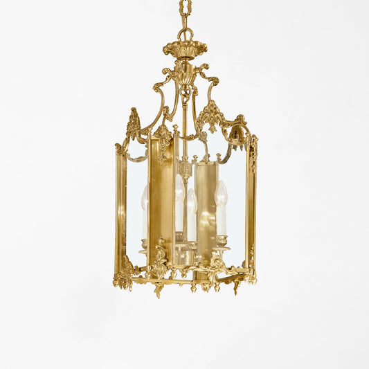 Italian brass lantern with glass.