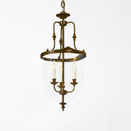 Italian bronze lantern with glass.
