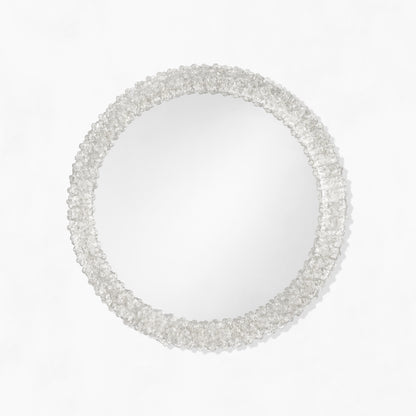 Round clear Venetian glass mirror.