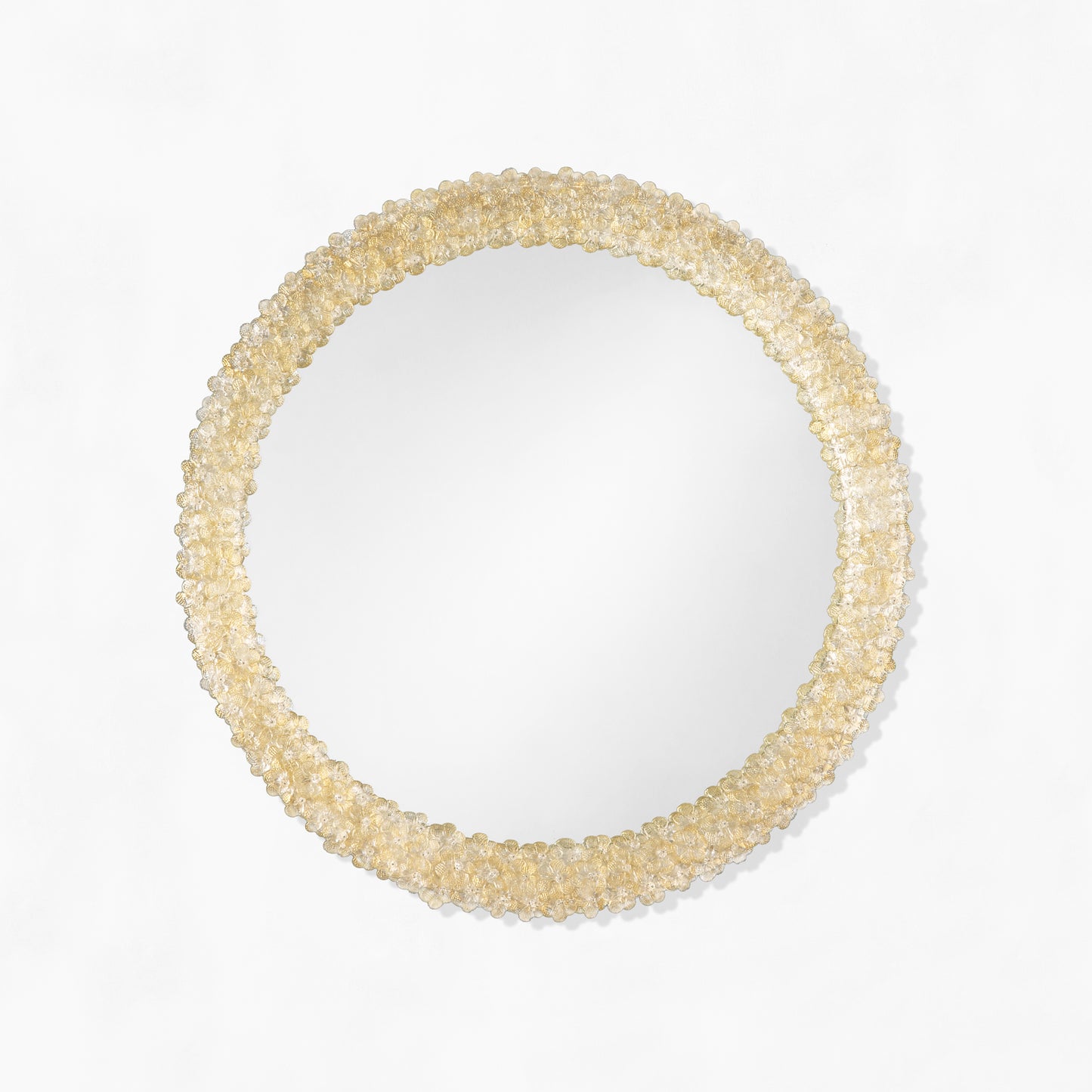 Round gold Venetian glass mirror.