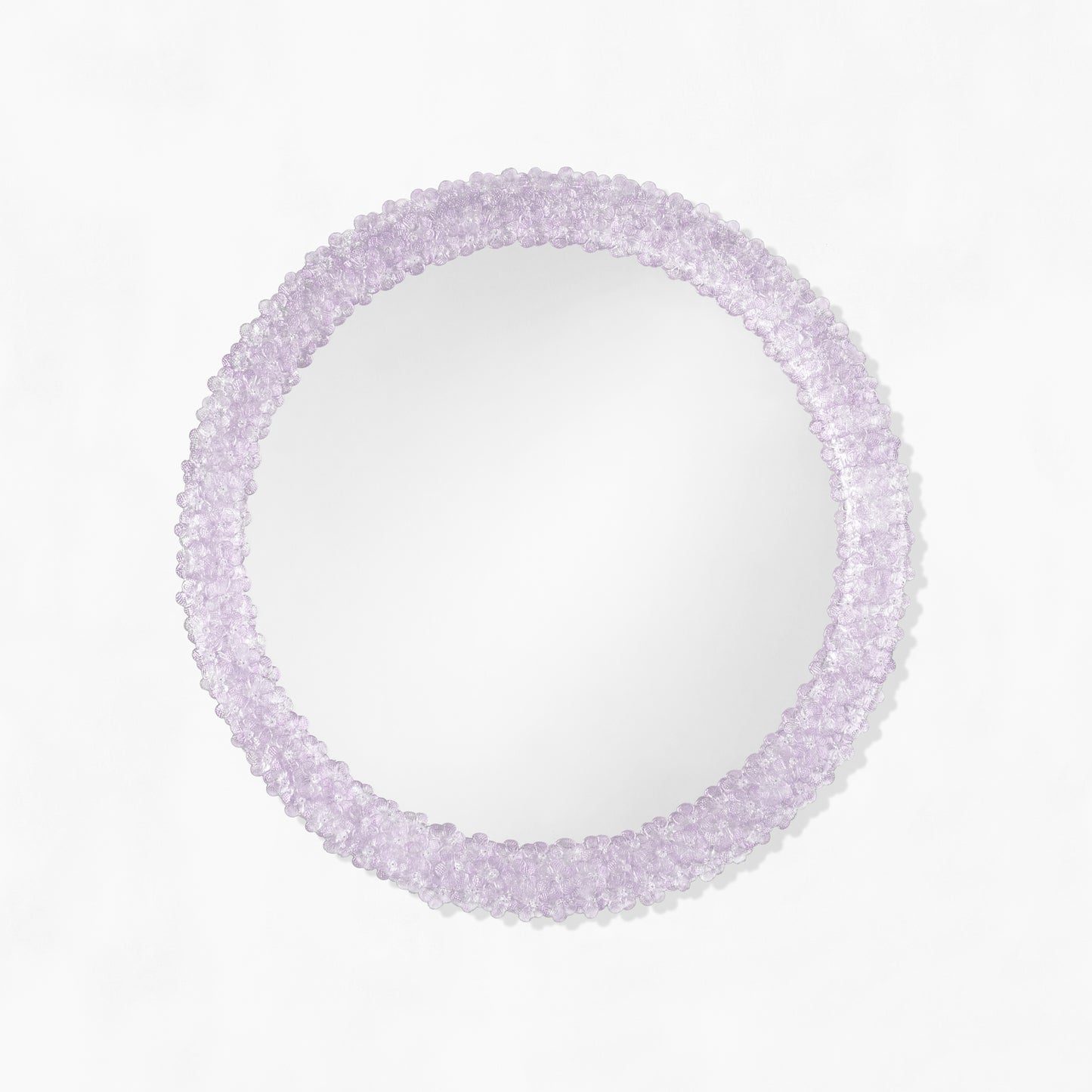 Round purple Venetian glass mirror.