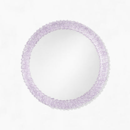 Round purple Venetian glass mirror.