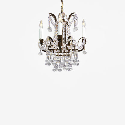 Black Italian chandelier with crystals.